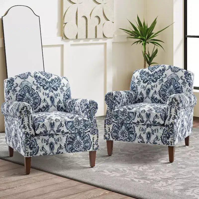 Lot de 2 fauteuils confortables Giampiero pour salon avec garnitures cloutées | ART OF LIVING DESIGNS
