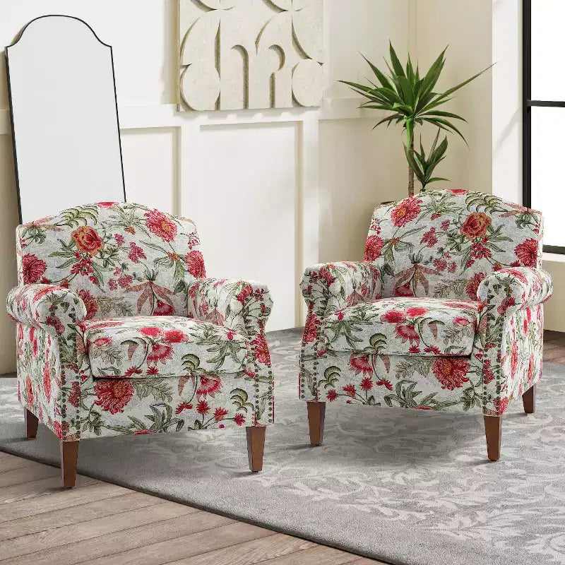 Lot de 2 fauteuils confortables Giampiero pour salon avec garnitures cloutées | ART OF LIVING DESIGNS