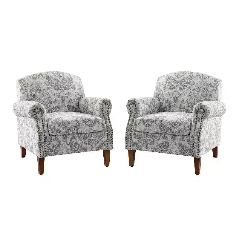 Lot de 2 fauteuils confortables Giampiero pour salon avec garnitures cloutées | ART OF LIVING DESIGNS