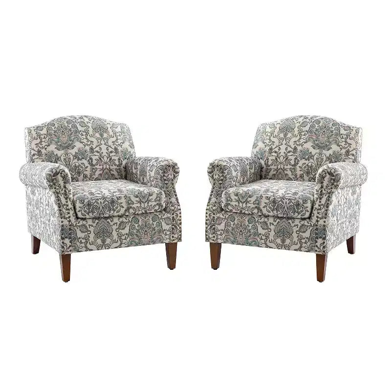 Lot de 2 fauteuils confortables Giampiero pour salon avec garnitures cloutées | ART OF LIVING DESIGNS