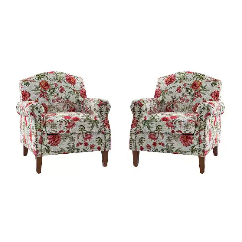 Lot de 2 fauteuils confortables Giampiero pour salon avec garnitures cloutées | ART OF LIVING DESIGNS