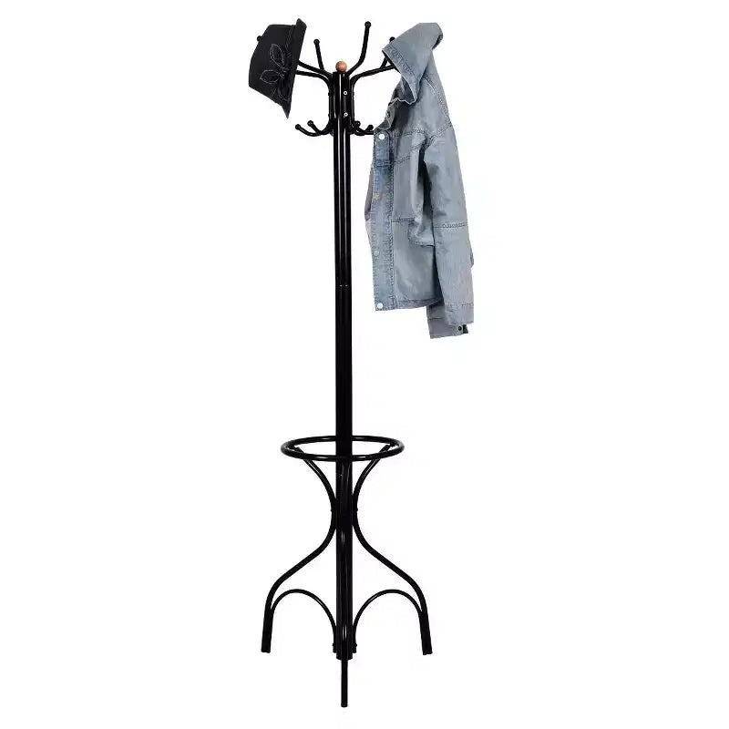 Costway Portemanteau en métal avec crochets, support pour vêtements et porte-parapluie