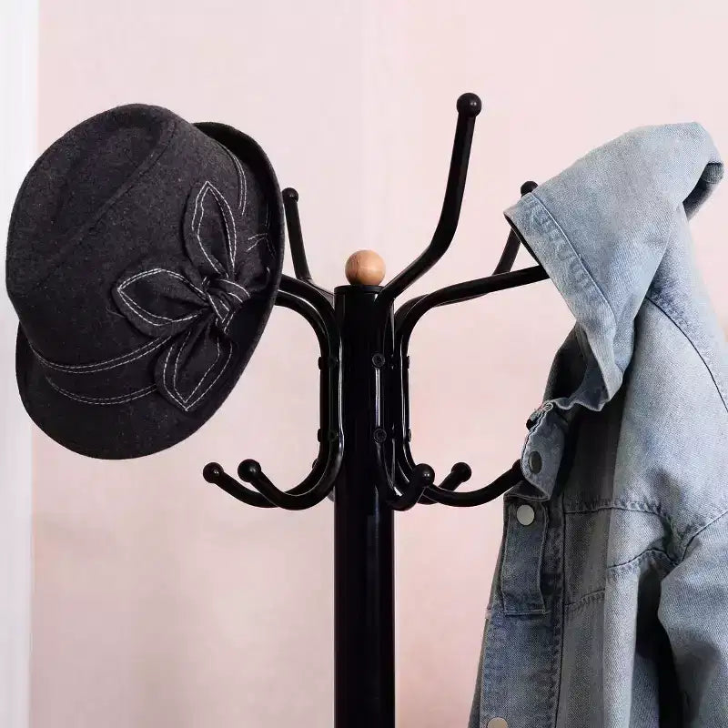 Costway Portemanteau en métal avec crochets, support pour vêtements et porte-parapluie