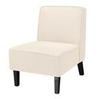 Costway Fauteuil d'appoint moderne sans accoudoirs, en tissu, avec pieds en bois d'hévéa, beige/gris