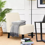 Costway Fauteuil d'appoint moderne sans accoudoirs, en tissu, avec pieds en bois d'hévéa, beige/gris