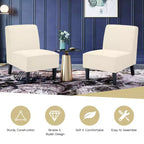 Costway Fauteuil d'appoint moderne sans accoudoirs, en tissu, avec pieds en bois d'hévéa, beige/gris
