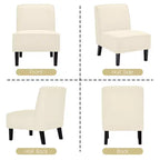 Costway Fauteuil d'appoint moderne sans accoudoirs, en tissu, avec pieds en bois d'hévéa, beige/gris