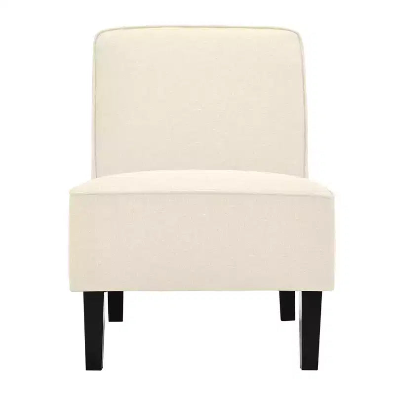 Costway Fauteuil d'appoint moderne sans accoudoirs, en tissu, avec pieds en bois d'hévéa, beige/gris