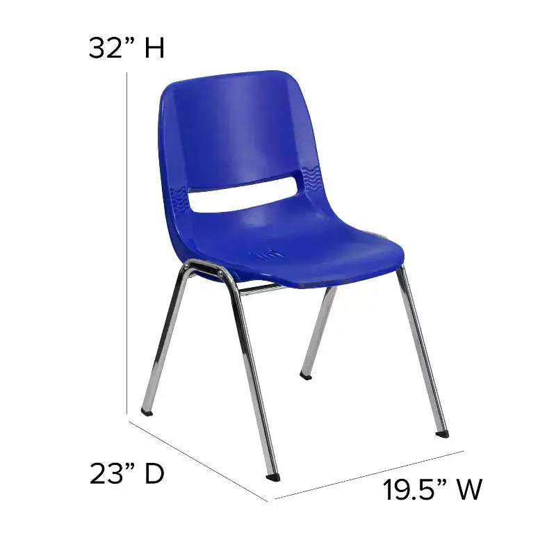 Flash Furniture 4 Pack HERCULES Series 880 lb. Capacity Ergonomic Shell Stack Chair with Chrome Frame and 18'' Seat Height