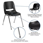 Flash Furniture 4 Pack HERCULES Series 880 lb. Capacity Ergonomic Shell Stack Chair with Chrome Frame and 18'' Seat Height