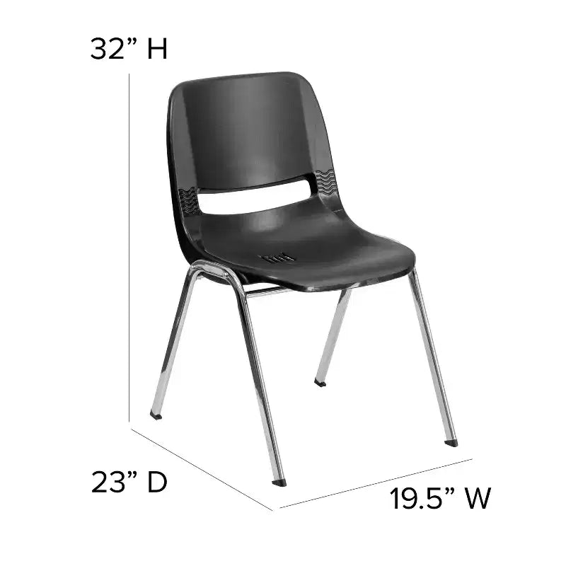 Flash Furniture 4 Pack HERCULES Series 880 lb. Capacity Ergonomic Shell Stack Chair with Chrome Frame and 18'' Seat Height