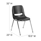 Flash Furniture 4 Pack HERCULES Series 880 lb. Capacity Ergonomic Shell Stack Chair with Chrome Frame and 18'' Seat Height
