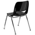 Flash Furniture 4 Pack HERCULES Series 880 lb. Capacity Ergonomic Shell Stack Chair with Chrome Frame and 18'' Seat Height