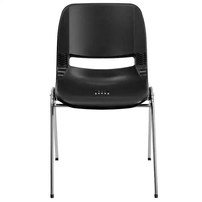 Flash Furniture 4 Pack HERCULES Series 880 lb. Capacity Ergonomic Shell Stack Chair with Chrome Frame and 18'' Seat Height