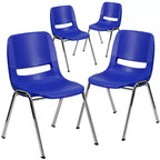 Flash Furniture 4 Pack HERCULES Series 880 lb. Capacity Ergonomic Shell Stack Chair with Chrome Frame and 18'' Seat Height