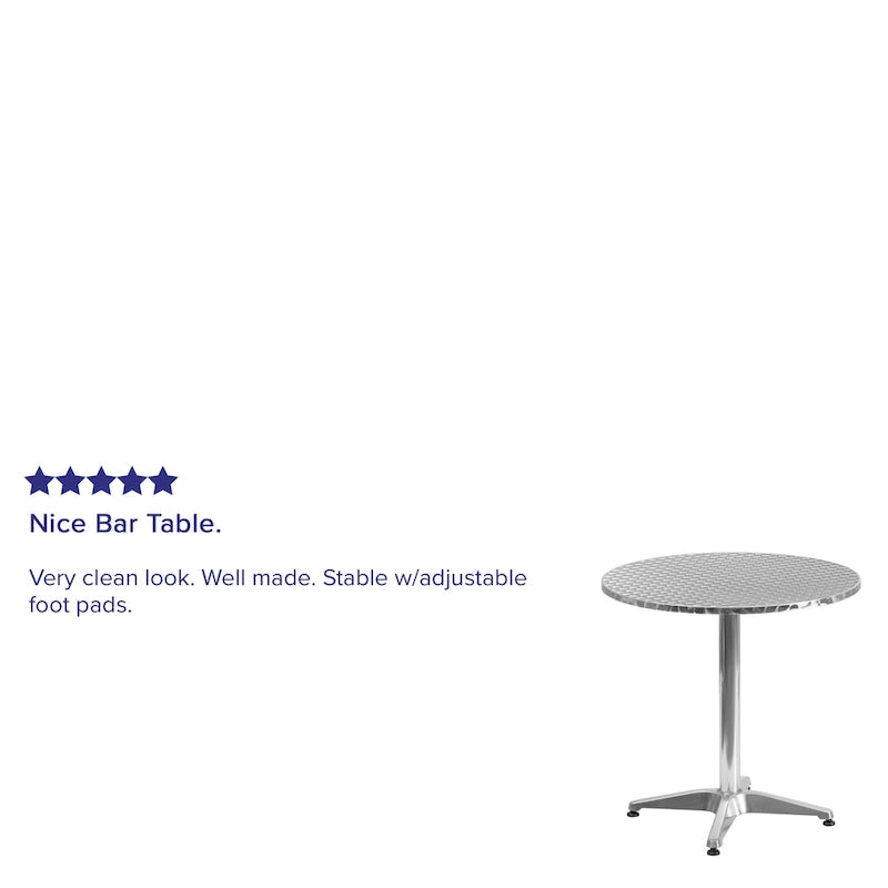 27.5  Round Aluminum Smooth Top Indoor-Outdoor Table with Base