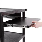 Chariot AV en plastique Stand Steady Line Leader avec plateau à clavier | Poste de travail mobile - Noir