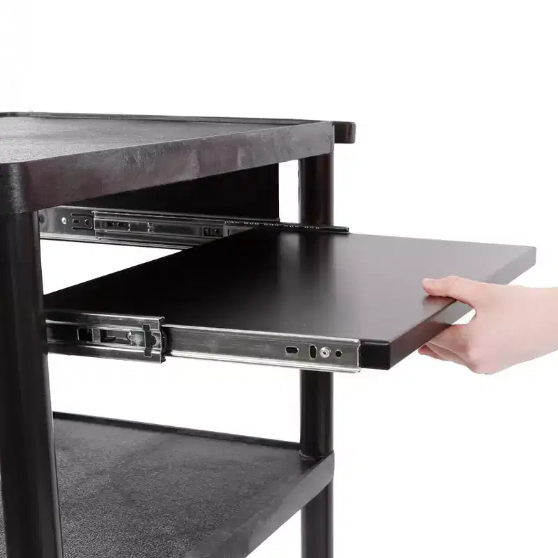 Chariot AV en plastique Stand Steady Line Leader avec plateau à clavier | Poste de travail mobile - Noir