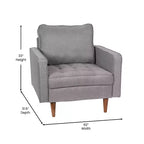 Fauteuil d'appoint rembourré Emma et Oliver style Mid-Century Modern avec ressorts ensachés, pieds en bois et coussins de dossier amovibles