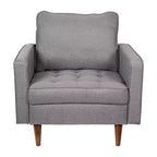 Fauteuil d'appoint rembourré Emma et Oliver style Mid-Century Modern avec ressorts ensachés, pieds en bois et coussins de dossier amovibles