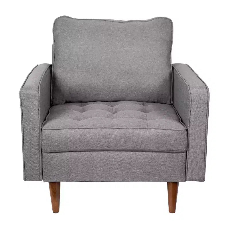 Fauteuil d'appoint rembourré Emma et Oliver style Mid-Century Modern avec ressorts ensachés, pieds en bois et coussins de dossier amovibles