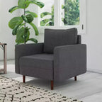 Fauteuil d'appoint rembourré Emma et Oliver style Mid-Century Modern avec ressorts ensachés, pieds en bois et coussins de dossier amovibles