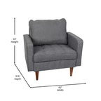 Fauteuil d'appoint rembourré Emma et Oliver style Mid-Century Modern avec ressorts ensachés, pieds en bois et coussins de dossier amovibles