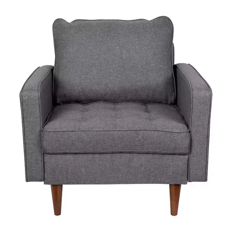 Fauteuil d'appoint rembourré Emma et Oliver style Mid-Century Modern avec ressorts ensachés, pieds en bois et coussins de dossier amovibles