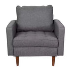 Fauteuil d'appoint rembourré Emma et Oliver style Mid-Century Modern avec ressorts ensachés, pieds en bois et coussins de dossier amovibles