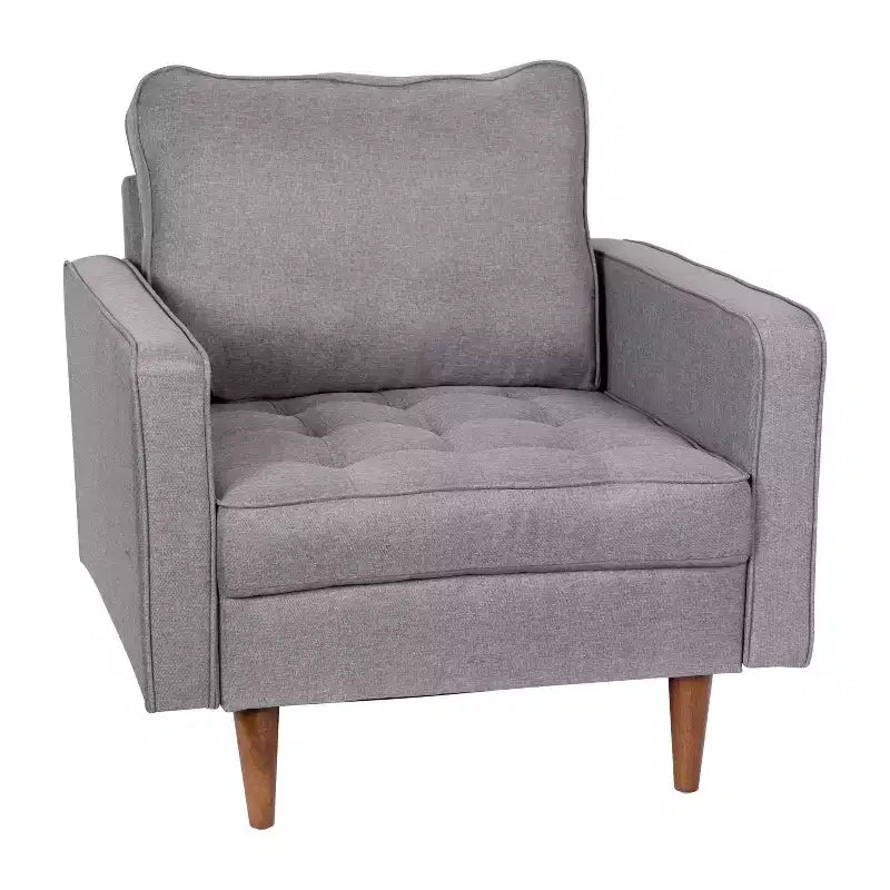 Fauteuil d'appoint rembourré Emma et Oliver style Mid-Century Modern avec ressorts ensachés, pieds en bois et coussins de dossier amovibles