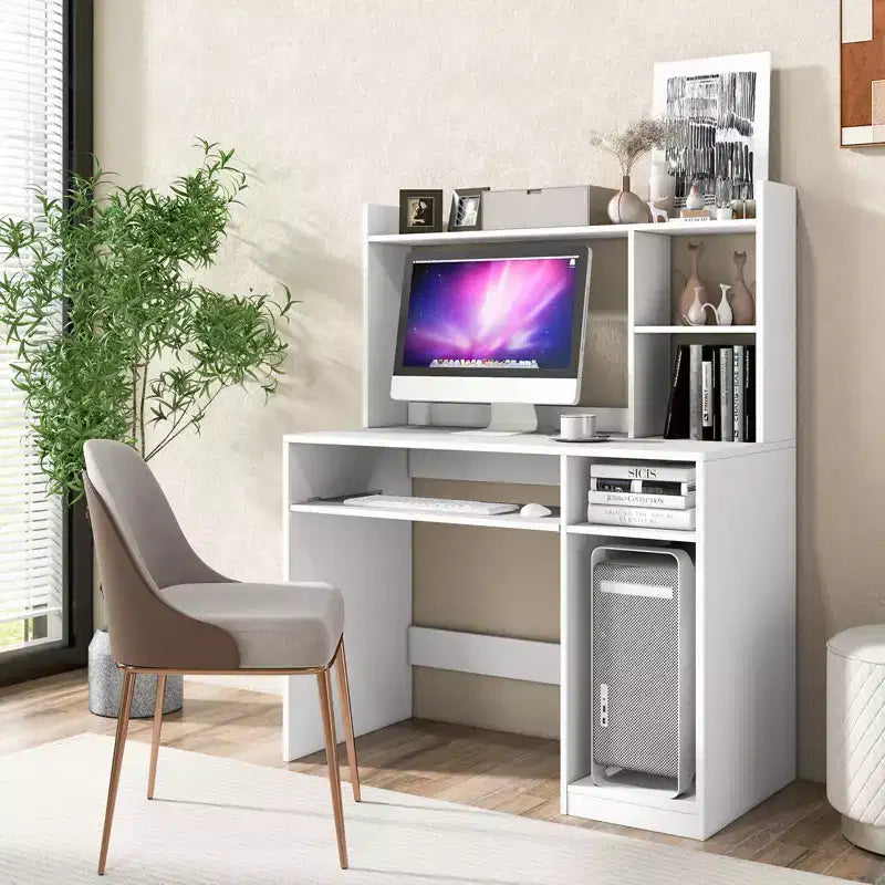Bureau informatique Costway avec étagère, station de charge, surmeuble et support pour unité centrale