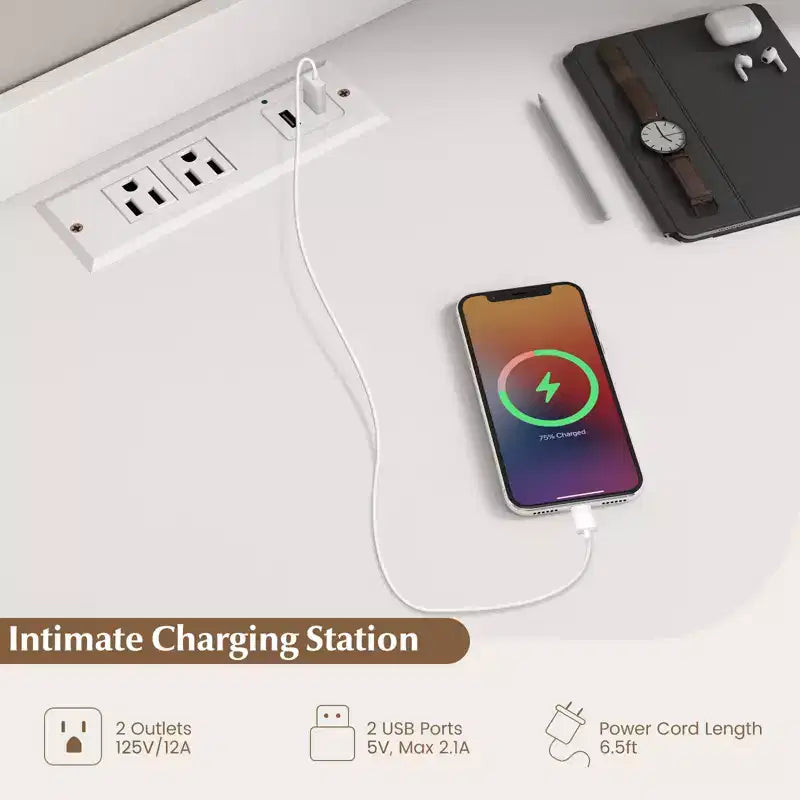Bureau informatique Costway avec étagère, station de charge, surmeuble et support pour unité centrale
