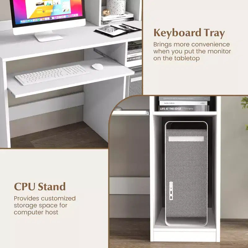 Bureau informatique Costway avec étagère, station de charge, surmeuble et support pour unité centrale