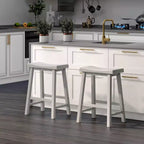 Costway Lot de 2 tabourets de bar en forme de selle Chaises de salle à manger hauteur comptoir avec pieds en bois Noir/Gris/Blanc