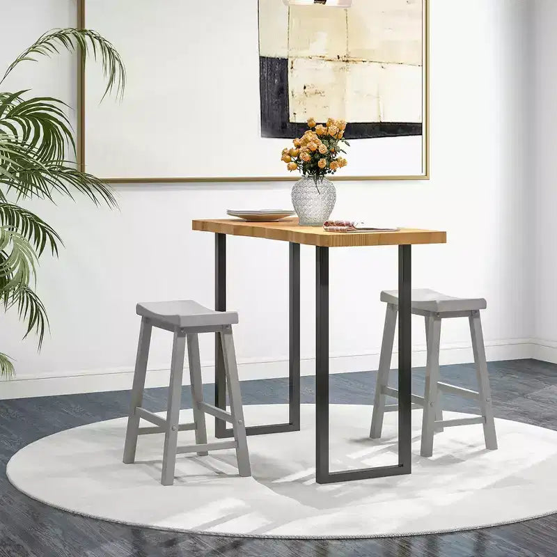 Costway Lot de 2 tabourets de bar en forme de selle Chaises de salle à manger hauteur comptoir avec pieds en bois Noir/Gris/Blanc
