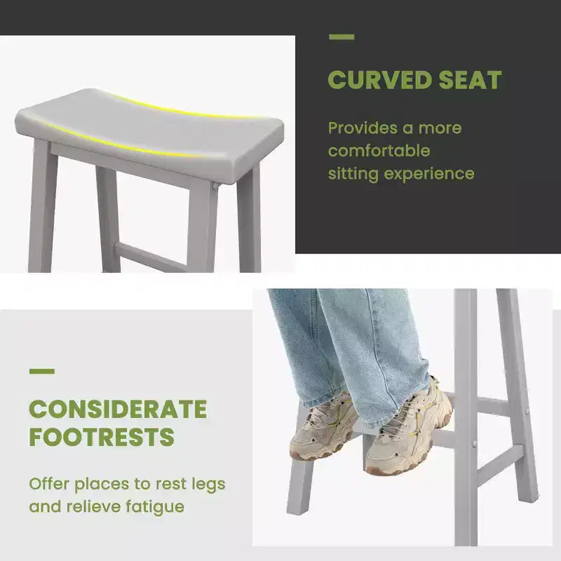 Costway Lot de 2 tabourets de bar en forme de selle Chaises de salle à manger hauteur comptoir avec pieds en bois Noir/Gris/Blanc