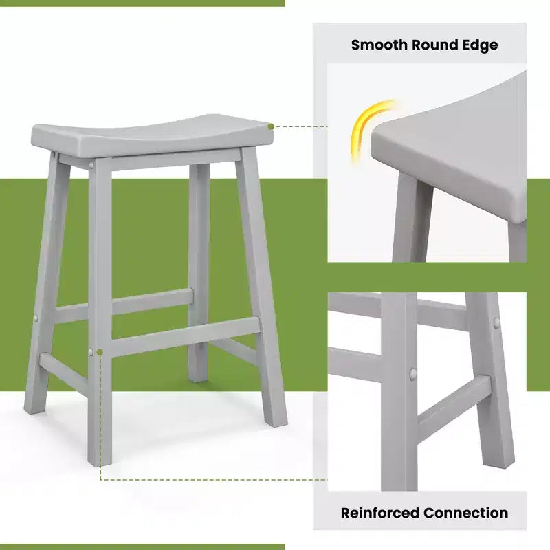 Costway Lot de 2 tabourets de bar en forme de selle Chaises de salle à manger hauteur comptoir avec pieds en bois Noir/Gris/Blanc