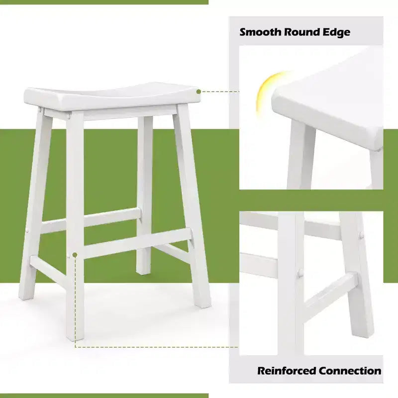 Costway Lot de 2 tabourets de bar en forme de selle Chaises de salle à manger hauteur comptoir avec pieds en bois Noir/Gris/Blanc