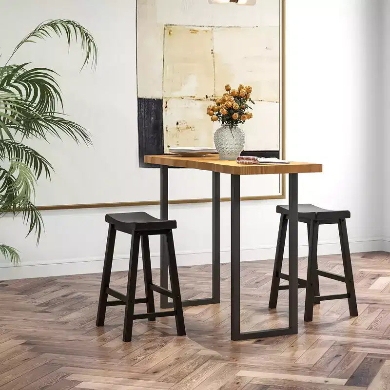 Costway Lot de 2 tabourets de bar en forme de selle Chaises de salle à manger hauteur comptoir avec pieds en bois Noir/Gris/Blanc