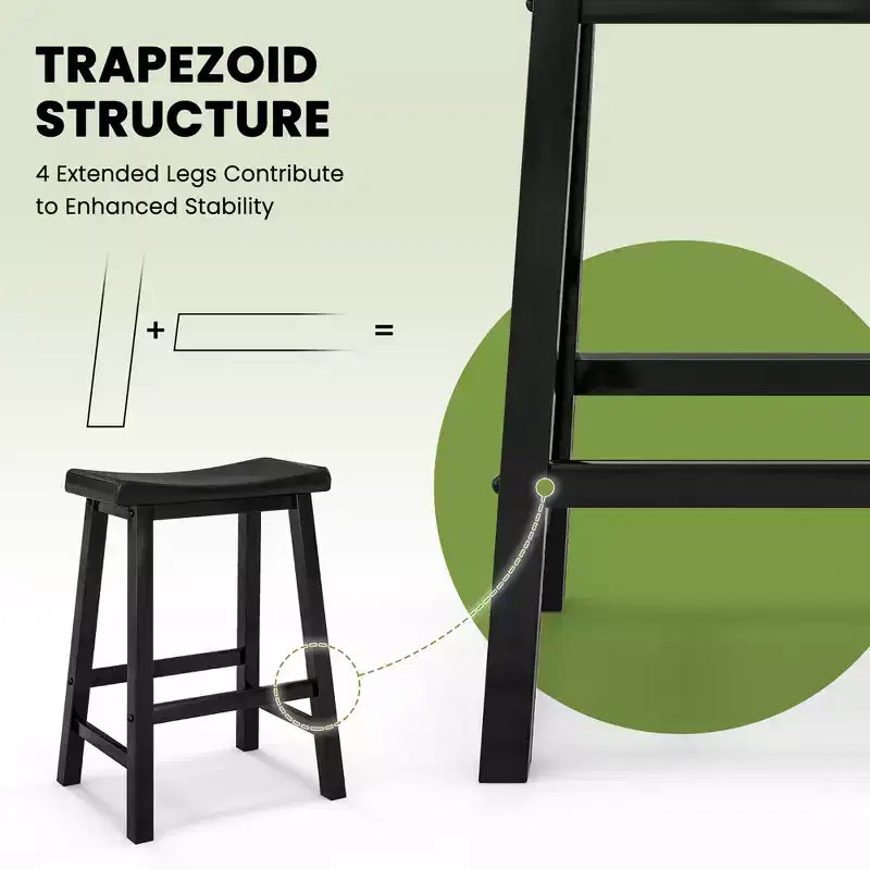 Costway Lot de 2 tabourets de bar en forme de selle Chaises de salle à manger hauteur comptoir avec pieds en bois Noir/Gris/Blanc