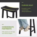 Costway Lot de 2 tabourets de bar en forme de selle Chaises de salle à manger hauteur comptoir avec pieds en bois Noir/Gris/Blanc