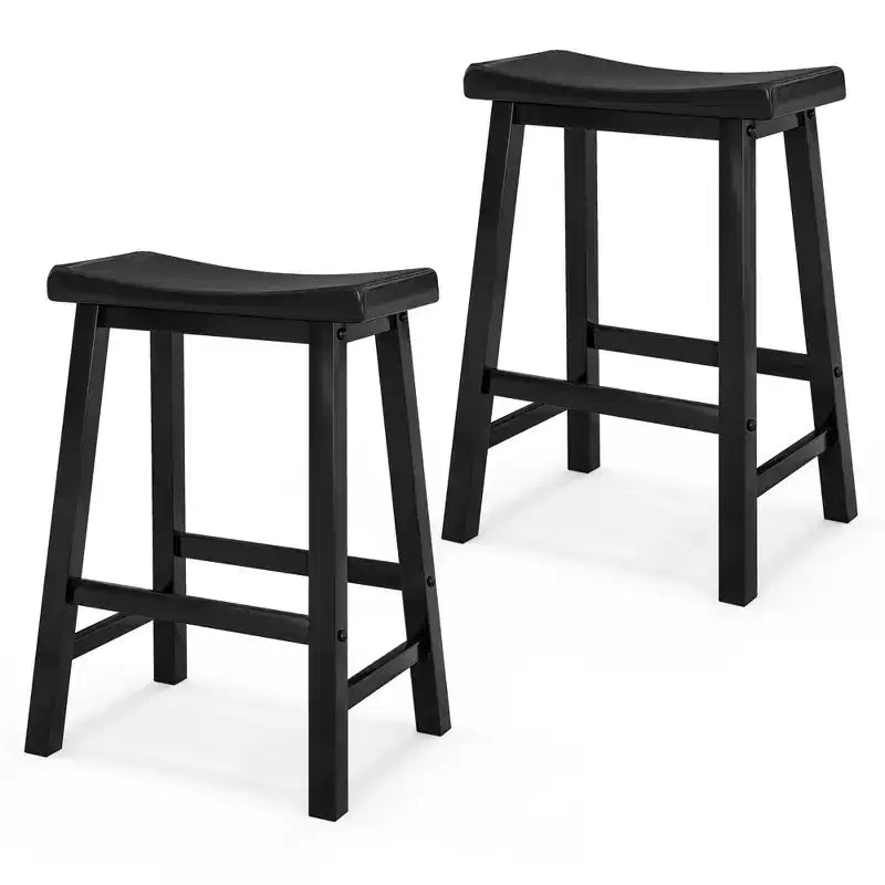 Costway Set of 2 Saddle Bar Stools Counter Height Dining Chairs with Wooden Legs Black/Gray/White