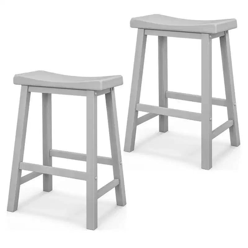 Costway Lot de 2 tabourets de bar en forme de selle Chaises de salle à manger hauteur comptoir avec pieds en bois Noir/Gris/Blanc