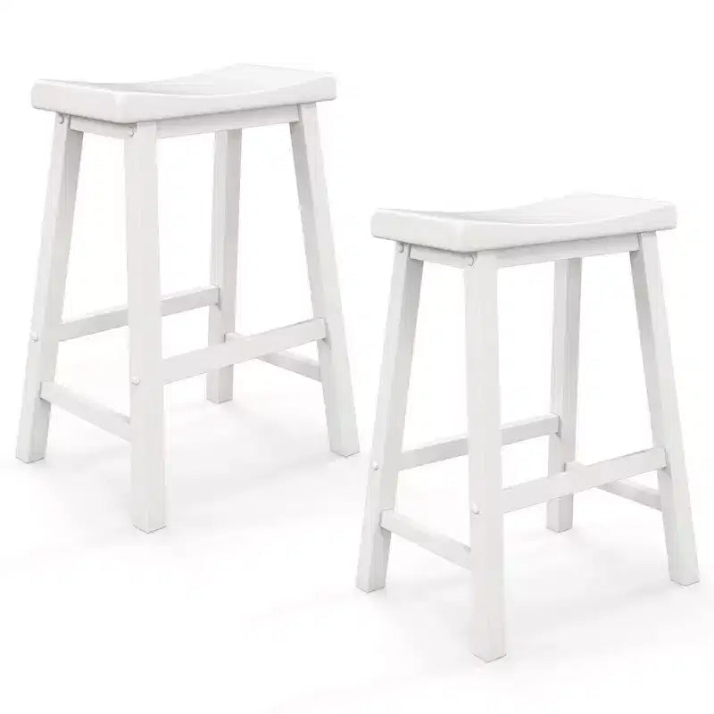 Costway Lot de 2 tabourets de bar en forme de selle Chaises de salle à manger hauteur comptoir avec pieds en bois Noir/Gris/Blanc