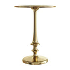 Side Table - Iron Pedestal Table with Antiqued Brass Finish for Couch, Loveseat, Entryway, or Bed - Vintage Living Room Furniture by Lavish Home