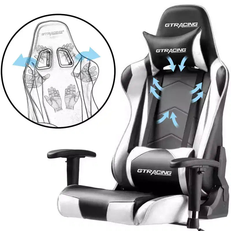 Chaise de Bureau Gaming en Cuir PU avec Appuie-tête et Coussin Lombaire Ajustables - GTRACING