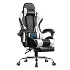 Chaise de gaming avec repose-pieds et oreiller de massage lombaire ergonomique en cuir PU - GTRACING