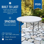 Table de banquet pliante ronde multi-usage Plastic Development Group avec base sécurisée pour événements intérieurs et extérieurs