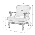 Fauteuil Rinaldo de style campagnard avec accoudoirs en bois massif pour salon, salle de détente, chambre à coucher, lot de 2 | ART OF LIVING DESIGNS
