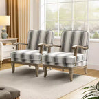 Fauteuil Rinaldo de style campagnard avec accoudoirs en bois massif pour salon, salle de détente, chambre à coucher, lot de 2 | ART OF LIVING DESIGNS